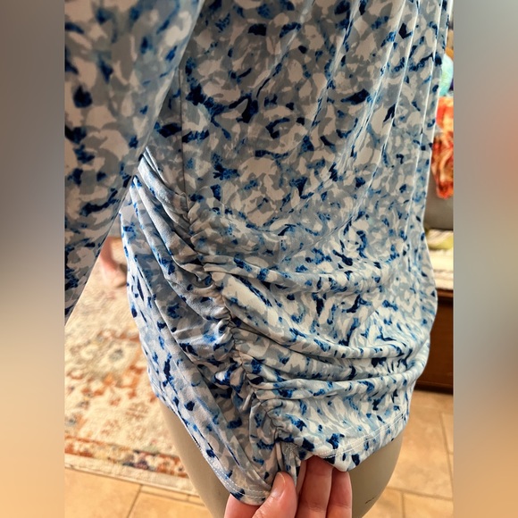 Nine West Blue Quarter Sleeve Blouse Size Large - Picture 6 of 11